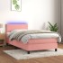 Cama box spring colchón y LED terciopelo rosa 90x200