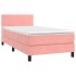 Cama box spring colchón y LED terciopelo rosa 90x200