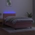 Cama box spring colchón y LED terciopelo rosa 90x200