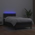 Cama box spring y colchón LED cuero sintético negro 90x190