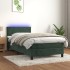 Cama box spring colchón y LED terciopelo verde oscuro 90x200