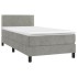 Cama box spring colchón y LED terciopelo gris claro 80x200