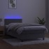 Cama box spring colchón y LED terciopelo gris claro 90x200