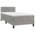 Cama box spring colchón y LED terciopelo gris claro 90x200