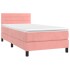 Cama box spring colchón y LED terciopelo rosa 90x200