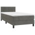 Cama box spring colchón y LED terciopelo gris oscuro 90x200