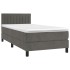 Cama box spring colchón y LED terciopelo gris oscuro 80x200