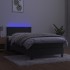 Cama box spring colchón y LED terciopelo gris oscuro 80x200