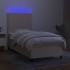 Cama box spring colchón y luces LED tela crema 100x200