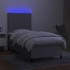 Cama box spring colchón y luces LED tela gris claro 90x200