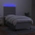 Cama box spring colchón y luces LED tela gris claro 90x190