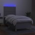 Cama box spring colchón y luces LED tela gris claro 90x200