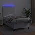 Cama box spring y colchón LED cuero sintético blanco 80x200