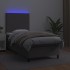 Cama box spring y colchón LED cuero sintético gris 90x190