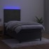 Cama box spring colchón y LED terciopelo gris oscuro 80x200