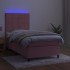 Cama box spring colchón y LED terciopelo rosa 90x200