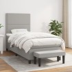 Cama box spring con colchón tela gris claro 80x200 cm