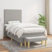 Cama box spring con colchón tela gris claro 90x200 cm