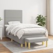 Cama box spring con colchón tela gris claro 90x200 cm