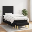 Cama box spring con colchón tela negro 90x190 cm