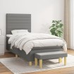 Cama box spring con colchón tela gris oscuro 90x200 cm