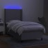 Cama box spring colchón y luces LED tela gris claro 90x190