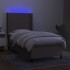 Cama box spring colchón y luces LED tela gris taupe 90x200