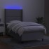 Cama box spring colchón y luces LED tela gris claro 90x200