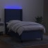 Cama box spring colchón y luces LED tela azul 90x200