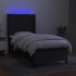 Cama box spring colchón y luces LED tela negro 90x200