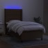 Cama box spring colchón y luces LED tela marrón oscuro