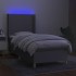 Cama box spring colchón y luces LED tela gris claro 90x200