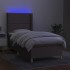 Cama box spring colchón y luces LED tela marrón oscuro