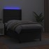 Cama box spring y colchón LED cuero sintético negro 90x190