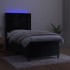 Cama box spring colchón y LED terciopelo negro 90x190