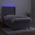 Cama box spring colchón y LED terciopelo gris claro 90x190