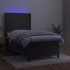 Cama box spring colchón y LED terciopelo gris oscuro 90x200