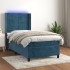 Cama box spring colchón y LED terciopelo azul oscuro 90x200