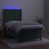 Cama box spring colchón y LED terciopelo verde oscuro 90x190