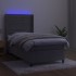 Cama box spring colchón y LED terciopelo gris claro 90x200