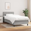 Cama box spring con colchón tela gris claro 90x190 cm