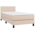 Cama box spring con colchón cuero sintético capuchino 90x200