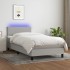 Cama box spring con colchón tela y LED gris claro 90x190