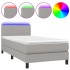 Cama box spring con colchón tela y LED gris claro 90x190