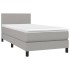 Cama box spring con colchón tela y LED gris claro 90x190