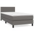 Cama box spring con colchón cuero sintético gris 90x190