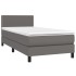 Cama box spring con colchón cuero sintético gris 90x190