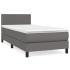 Cama box spring con colchón cuero sintético gris 90x200