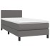 Cama box spring con colchón cuero sintético gris 90x200