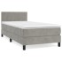 Cama box spring con colchón terciopelo gris claro 90x190